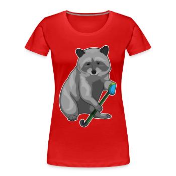 Croc de hockey sur gazon Raton - T-shirt bio Premium Femme - rouge - Devant - Mia (176cm)