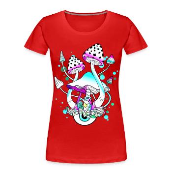 Magic Mushrooms White Mushroom Mushroom Eyes Art - Women's Premium Organic T-Shirt - red - Front - Mia (176cm)