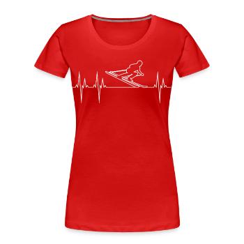 Ski Alpin Grand Slalom Elektrokardiogramm EKG Ski - Frauen Premium Bio T-Shirt - Rot - Vorne - Mia (176cm)