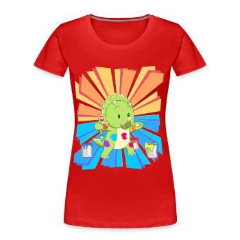 Geburtstagsgeschenk Kinder Kindergarten malen bunt - Frauen Premium Bio T-Shirt - Rot - Vorne - Mia (176cm)