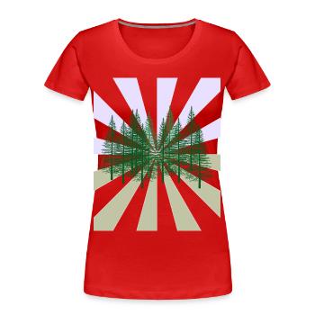 Strahlen Wald Tannen Wildnis Flora Ökologie - Frauen Premium Bio T-Shirt - Rot - Vorne - Mia (176cm)
