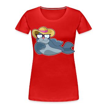 Seal Sunglasses - Women's Premium Organic T-Shirt - red - Front - Mia (176cm)