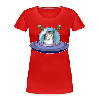 Vaisseau spatial Chat Espace - T-shirt bio Premium Femme - rouge - Devant - Mia (176cm)