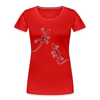 Zwei Echsen (schwarz) - Frauen Premium Bio T-Shirt - Rot - Vorne - Mia (176cm)