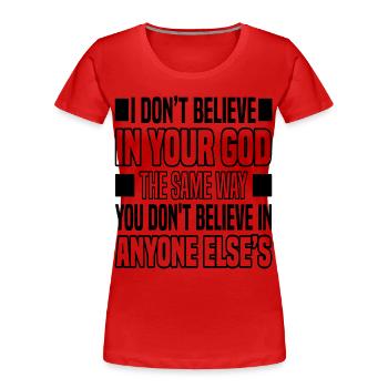 Atheismus - Frauen Premium Bio T-Shirt - Rot - Vorne - Mia (176cm)