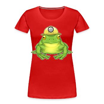 Frosch Bergbau Bergarbeiter - Frauen Premium Bio T-Shirt - Rot - Vorne - Mia (176cm)