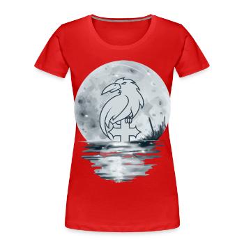 Oiseau corbeau sur la croix - T-shirt bio Premium Femme - rouge - Devant - Mia (176cm)