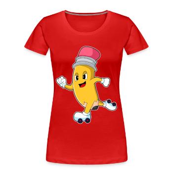 Bleistift Rollschuhfahren Rollschuhe - Frauen Premium Bio T-Shirt - Rot - Vorne - Mia (176cm)