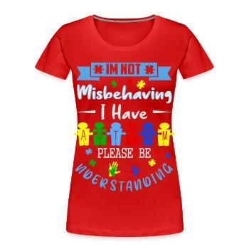 Ich habe Autismus - Frauen Premium Bio T-Shirt - Rot - Vorne - Mia (176cm)
