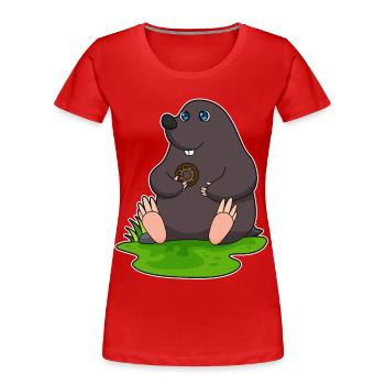 Taupe beignet - T-shirt bio Premium Femme - rouge - Devant - Mia (176cm)