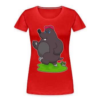 Jogging Taupe Sports de jogging - T-shirt bio Premium Femme - rouge - Devant - Mia (176cm)