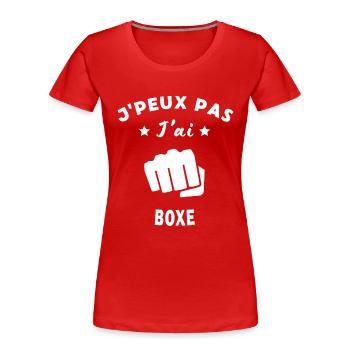 Humour et Sport de Boxe Feminin - T-shirt bio Premium Femme - rouge - Devant - Mia (176cm)