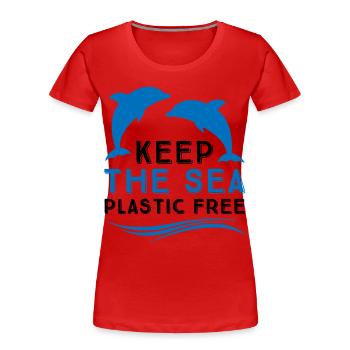 Protection de l’environnement en mer - T-shirt bio Premium Femme - rouge - Devant - Mia (176cm)