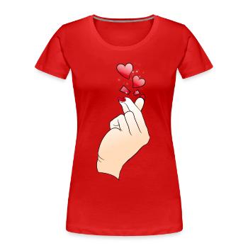 Finger Herz Koreanisch K Pop Liebe - Frauen Premium Bio T-Shirt - Rot - Vorne - Mia (176cm)
