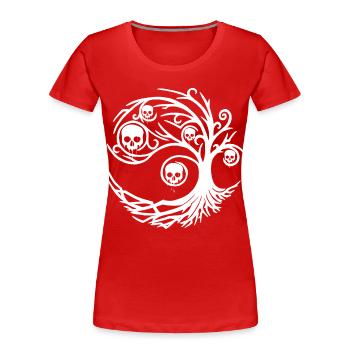 White tree with skulls - Women's Premium Organic T-Shirt - red - Front - Mia (176cm)