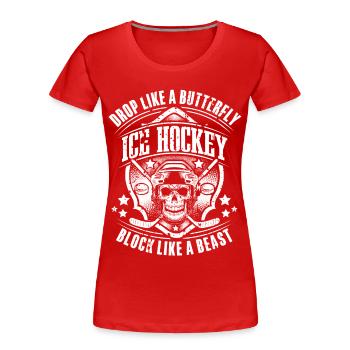 Hockey sur glace - T-shirt bio Premium Femme - rouge - Devant - Mia (176cm)