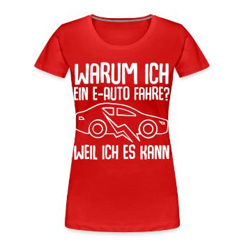 E-Auto Elektroauto - Frauen Premium Bio T-Shirt - Rot - Vorne - Mia (176cm)