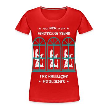 Fitnessstudio mit Fensterlosen Räumen - Frauen Premium Bio T-Shirt - Rot - Vorne - Mia (176cm)