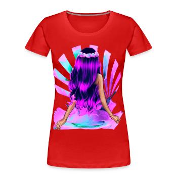Fleur Enfant Noir-Rose Cheveux Rose Fille Violet - T-shirt bio Premium Femme - rouge - Devant - Mia (176cm)