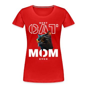 Meilleure Maman Chat Neon - T-shirt bio Premium Femme - rouge - Devant - Mia (176cm)