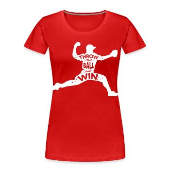 Baseball Slogan - Women's Premium Organic T-Shirt - red - Front - Mia (176cm)