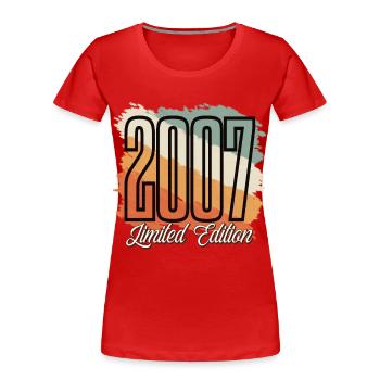 2007 Année de naissance Anniversaire Année de construction Vintage Rétro - T-shirt bio Premium Femme - rouge - Devant - Mia (176cm)