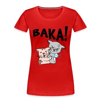 Baka Anime Manga Zeichentrick Katze Spruch - Frauen Premium Bio T-Shirt - Rot - Vorne - Mia (176cm)