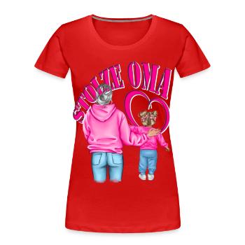 stolze Oma Enkelin Herz - Frauen Premium Bio T-Shirt - Rot - Vorne - Mia (176cm)