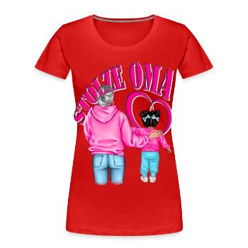 STOLZE OMA Enkelin schwarze Haare Herz Pink - Frauen Premium Bio T-Shirt - Rot - Vorne - Mia (176cm)