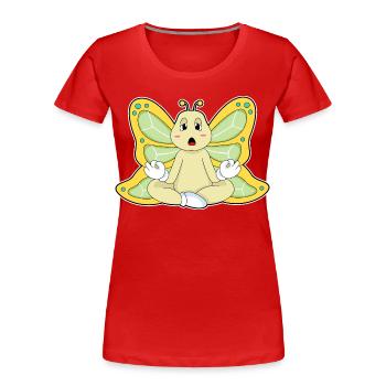 Schmetterling Yoga Fitness Meditation - Frauen Premium Bio T-Shirt - Rot - Vorne - Mia (176cm)
