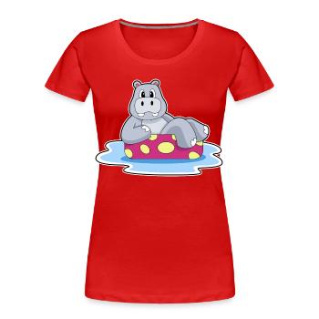 Nilpferd kleines Boot - Frauen Premium Bio T-Shirt - Rot - Vorne - Mia (176cm)