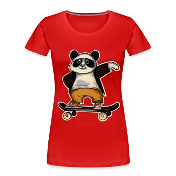 Panda Skate Skater Skateboard Skaten - Frauen Premium Bio T-Shirt - Rot - Vorne - Mia (176cm)