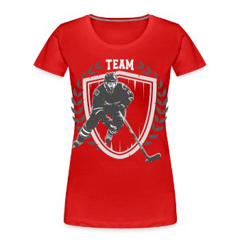 Eishockey T - Women's Premium Organic T-Shirt - red - Front - Mia (176cm)