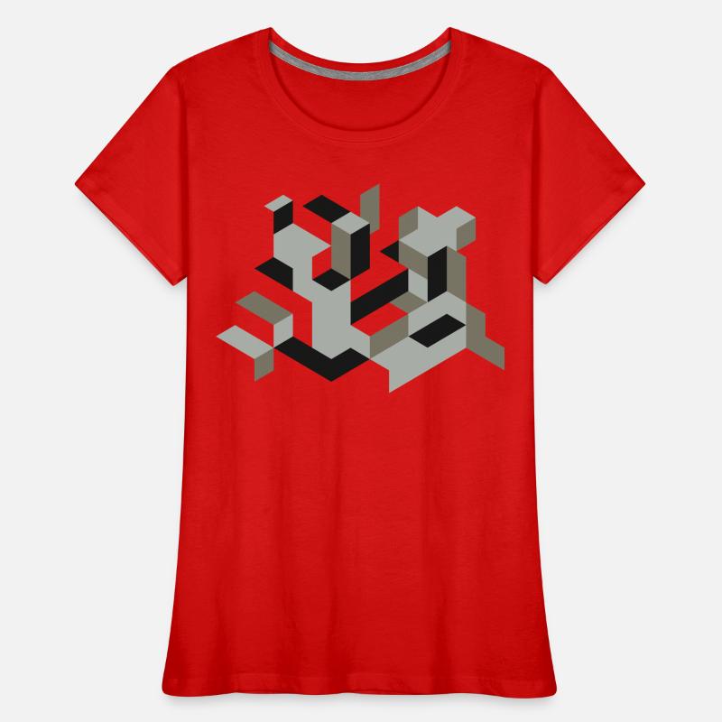 Perspective Construction Cube Teindre Yourself Labyrinthe 3D T-shirt bio Premium Femme