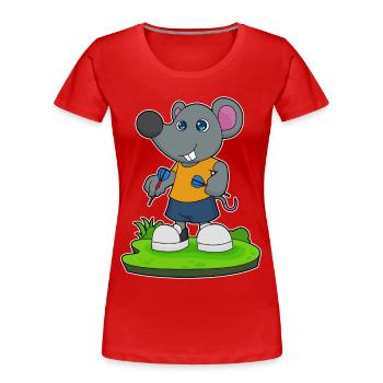 Souris Dart Dart - T-shirt bio Premium Femme - rouge - Devant - Mia (176cm)