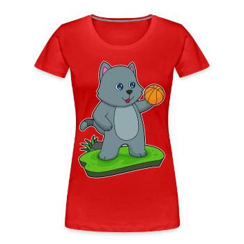 Joueur de basket-ball chat Basketball - T-shirt bio Premium Femme - rouge - Devant - Mia (176cm)