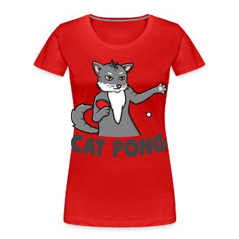 Katzen Ping Pong - Frauen Premium Bio T-Shirt - Rot - Vorne - Mia (176cm)