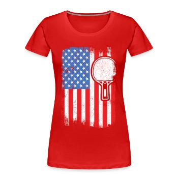 4. Juli Tischtennis - Frauen Premium Bio T-Shirt - Rot - Vorne - Mia (176cm)