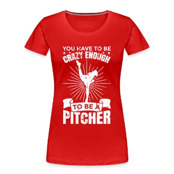 Baseball Pitcher - Frauen Premium Bio T-Shirt - Rot - Vorne - Mia (176cm)