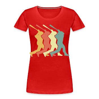 Baseball Batter - Women's Premium Organic T-Shirt - red - Front - Mia (176cm)
