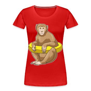 Affe Schwimmen Schwimmring Sommer - Frauen Premium Bio T-Shirt - Rot - Vorne - Mia (176cm)