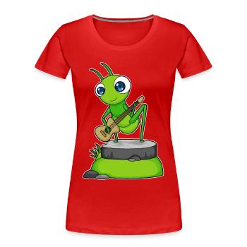 Caterpillar Musicien Guitare Musique - T-shirt bio Premium Femme - rouge - Devant - Mia (176cm)