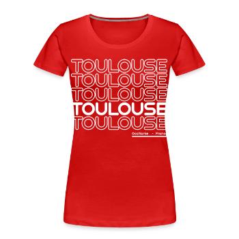 Neon-Toulouse Schriftzug - Frauen Premium Bio T-Shirt - Rot - Vorne - Mia (176cm)