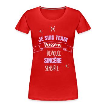 Team poissons cadeau femme fille poissons signe - T-shirt bio Premium Femme - rouge - Devant - Mia (176cm)