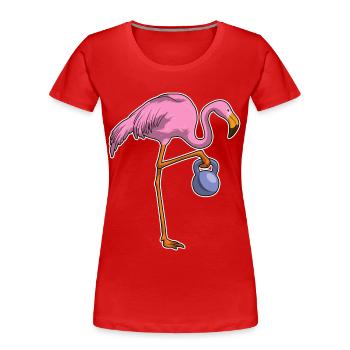 Flamingo Bodybuilder Dumbbell Bodybuilding - Women's Premium Organic T-Shirt - red - Front - Mia (176cm)