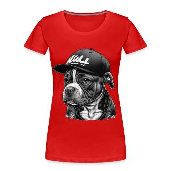 Bulldog Streetwear Cap Black - Women's Premium Organic T-Shirt - red - Front - Mia (176cm)