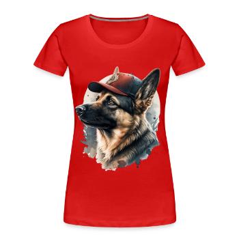 Berger allemand pompier - T-shirt bio Premium Femme - rouge - Devant - Mia (176cm)