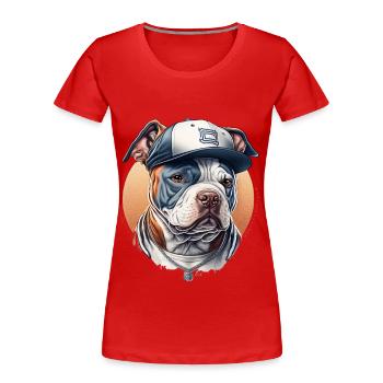 Bulldog Blue Cap Sportif - Frauen Premium Bio T-Shirt - Rot - Vorne - Mia (176cm)