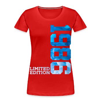 40E ANNIVERSAIRE ÉDITION LIMITÉE 1986 - T-shirt bio Premium Femme - rouge - Devant - Mia (176cm)