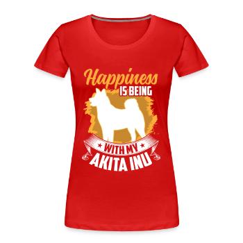 Akita Inu makes Japanese Akita Inu happy - Women's Premium Organic T-Shirt - red - Front - Mia (176cm)